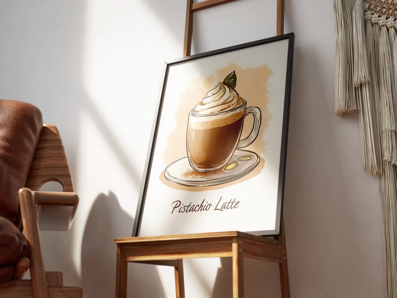 Pistachio Latte Coffee Drink Poster Whipped Cream Coffee Latte Art